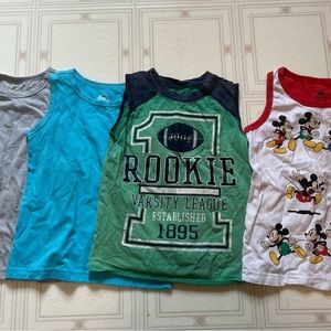Lot of 4 Disney, Oshkosh, Wonder Nation Boy’s Tank Top shirts Size 5